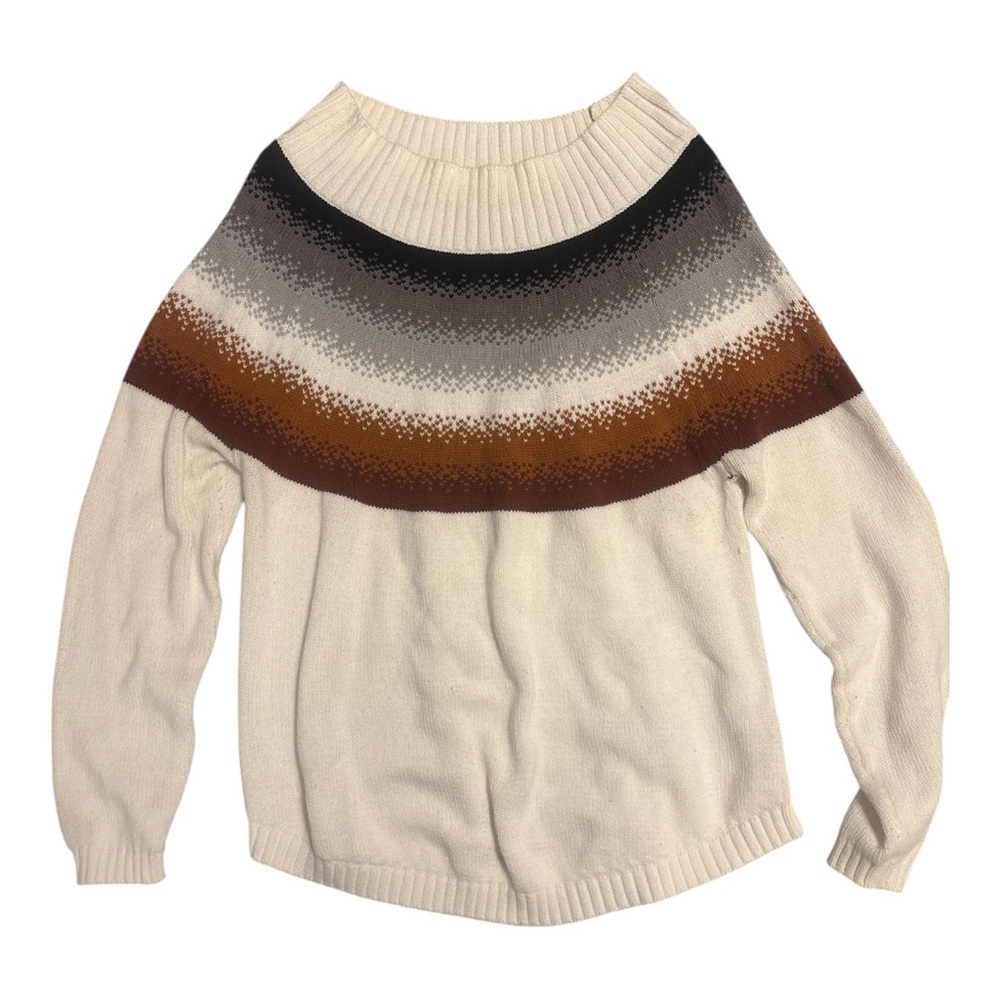 NOT FOR SALE 
Women’s OVLA Cream Color Long Sleeve Striped Black/Gray/Brown